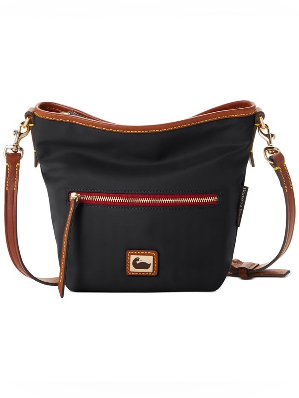 Dooney & Bourke Wayfarer Nylon Hobo Bag Black Leather Duck Logo